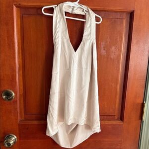 Superdown Cream Low Back Halter Top